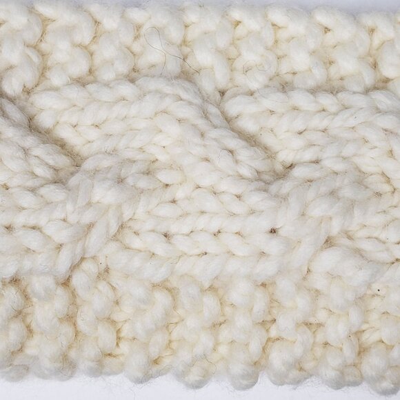 Cable Knit Headband White Ivory Cream Ear Warmer Hair Band Winter Soft Handmade - Picture 2 of 5